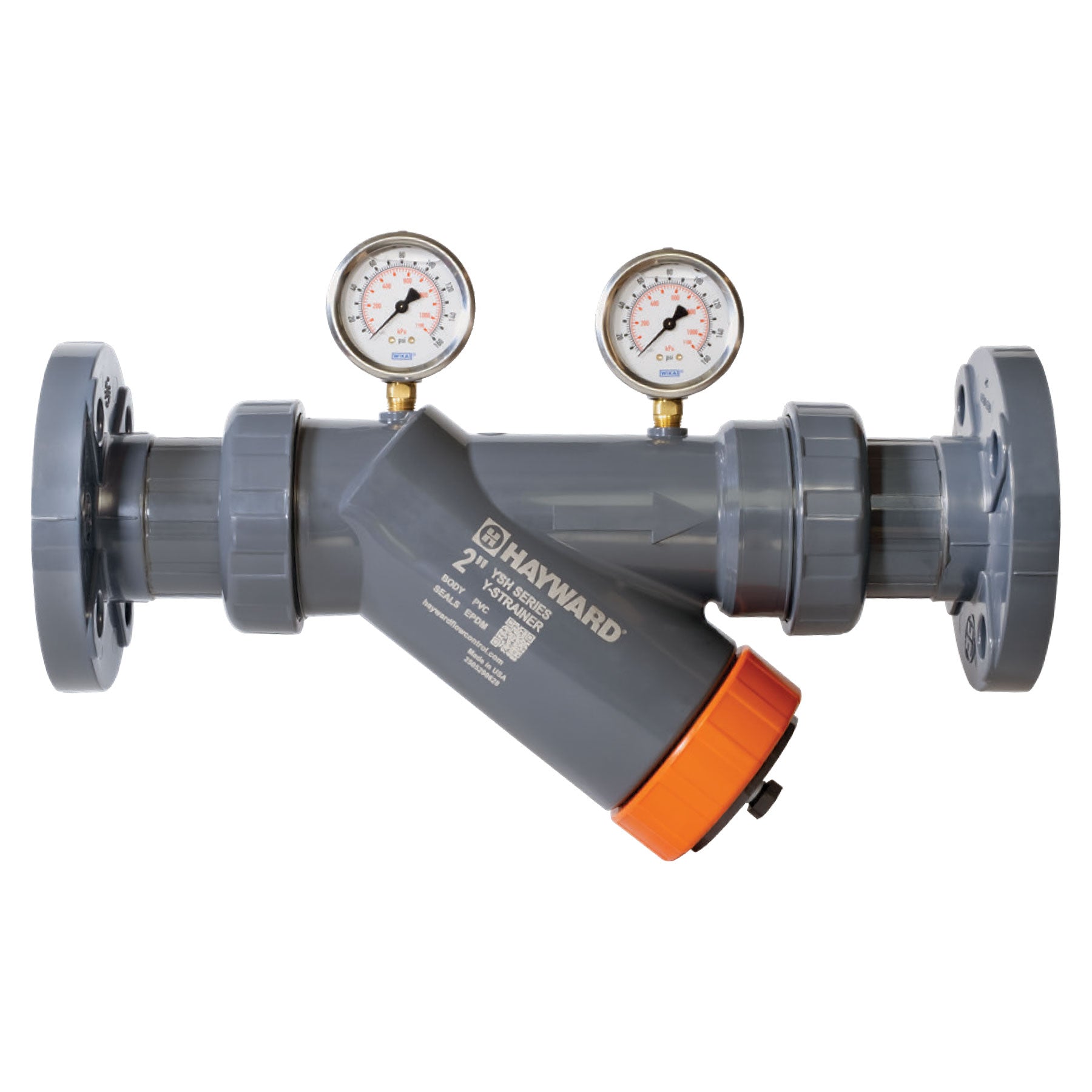 Hayward YSH Series Y-Strainer PVC True Union Ends Flanged Gauges