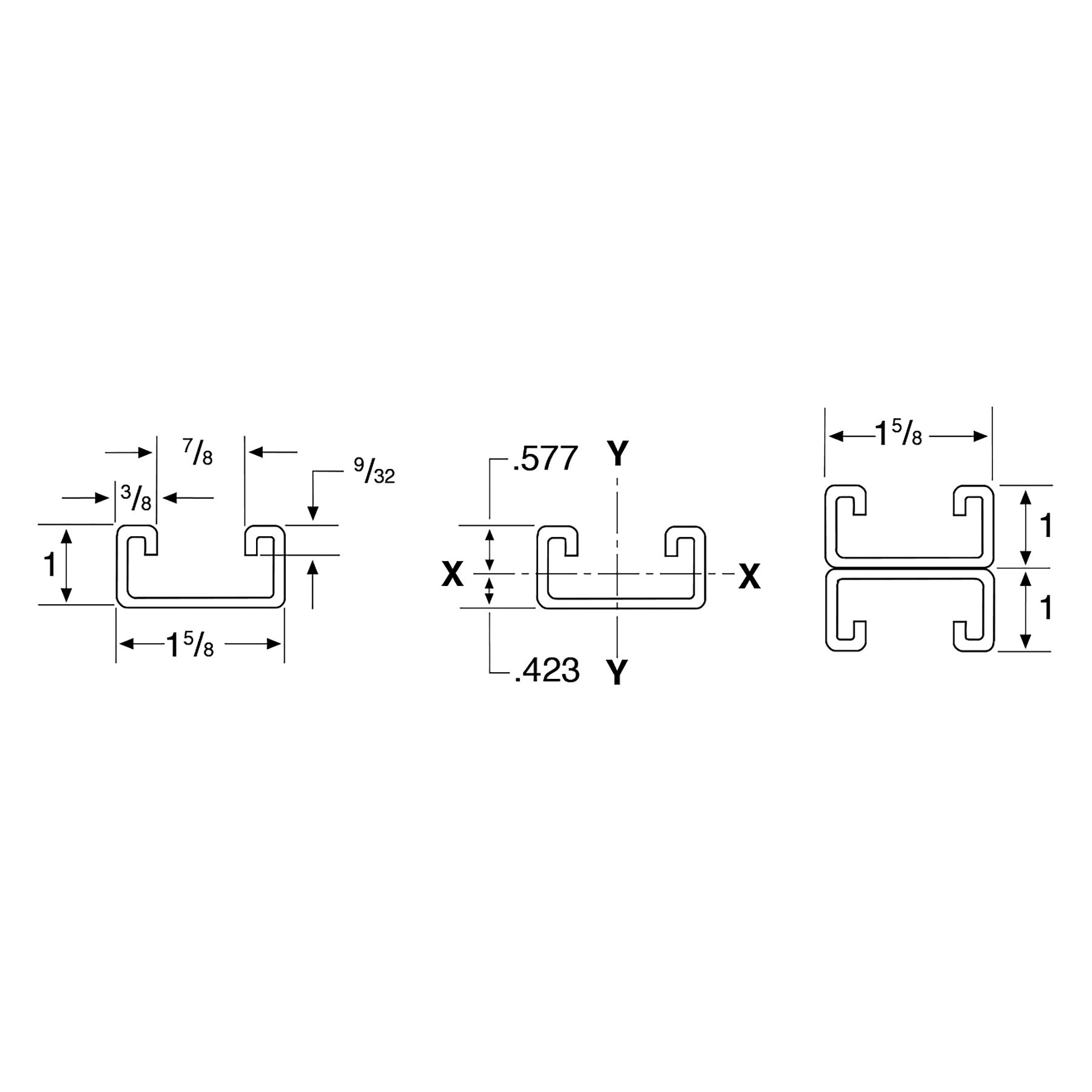 PHD S1411PG 10 Foot Metal Strut Channel