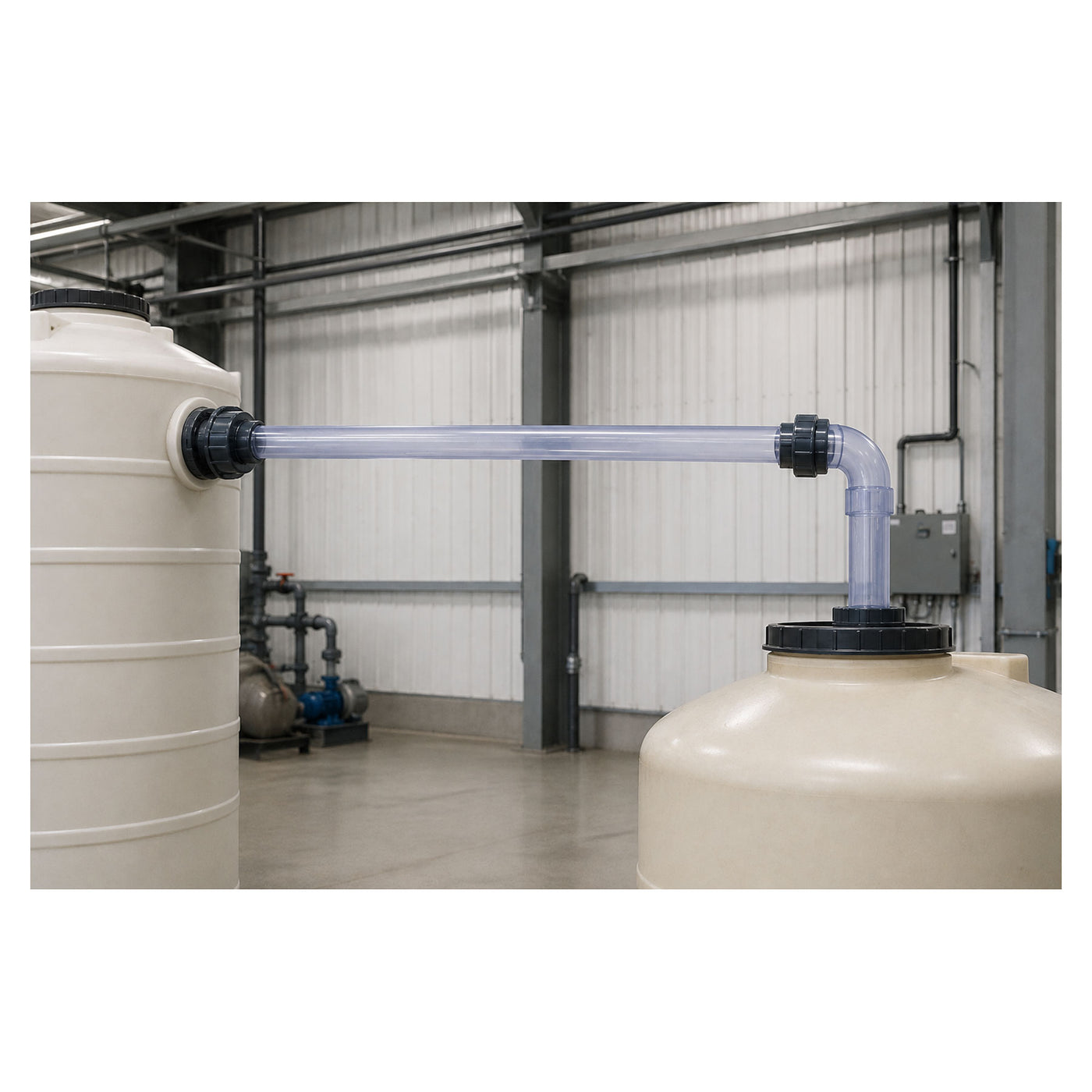 GF Clear PVC Pipe Used To Transfer Fluid To Another Container