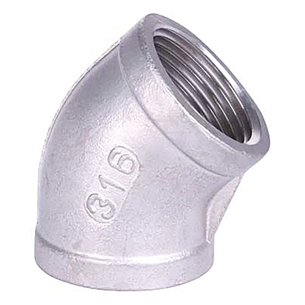 Ta Chen 304 & 316 Stainless Steel, 45 Degree Elbow, Threaded, 1/8 in. to 2 in. Sizes
