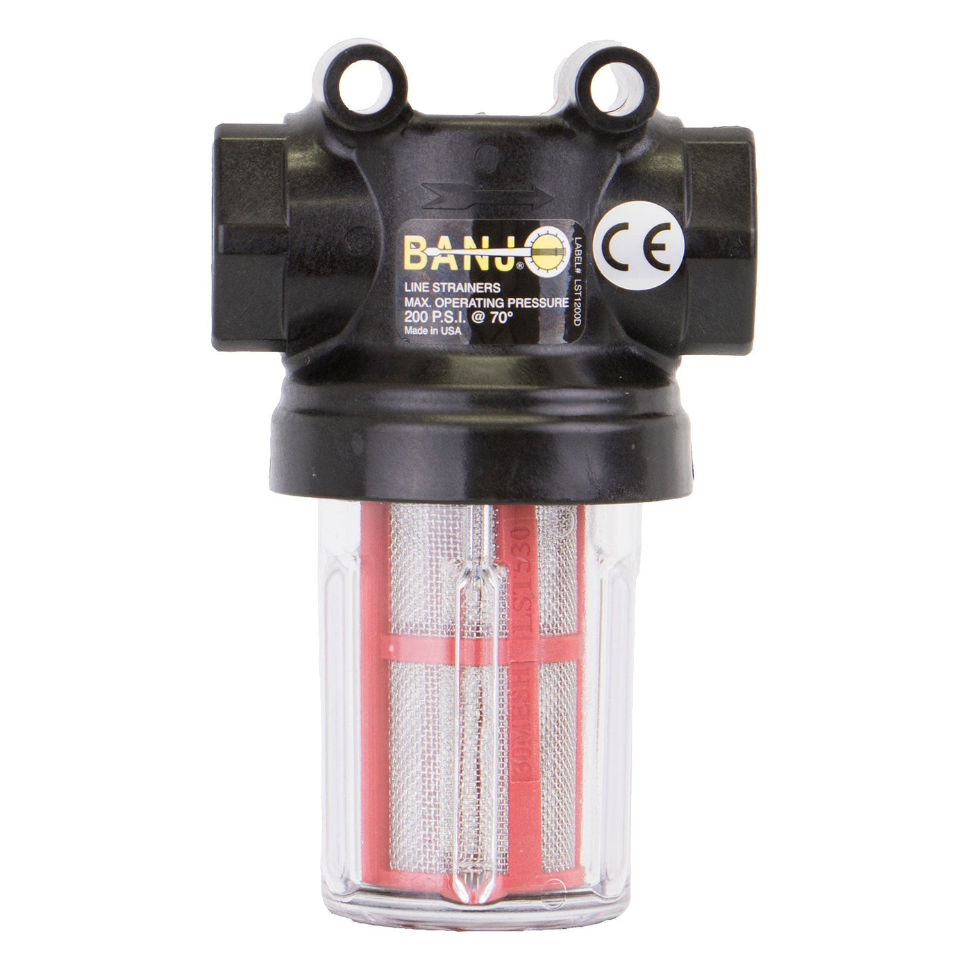 Banjo LSTM075-30C Mini T Strainer Clear Bowl 1/2 in. to 3/4 in. Sizes 30 to 80 Mesh