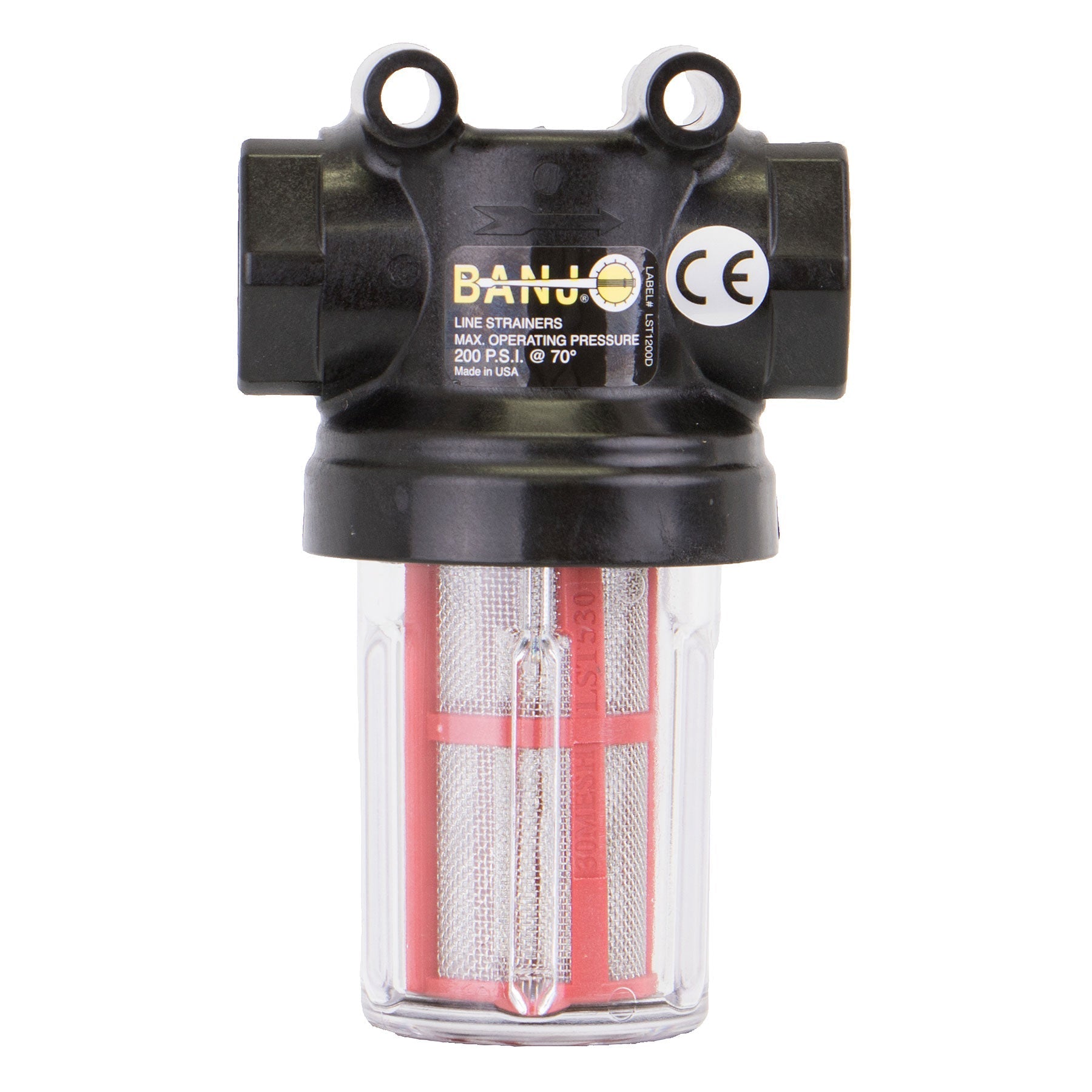 Banjo LSTM075-30C Mini T Strainer Clear Bowl 1/2 in. to 3/4 in. Sizes 30 to 80 Mesh