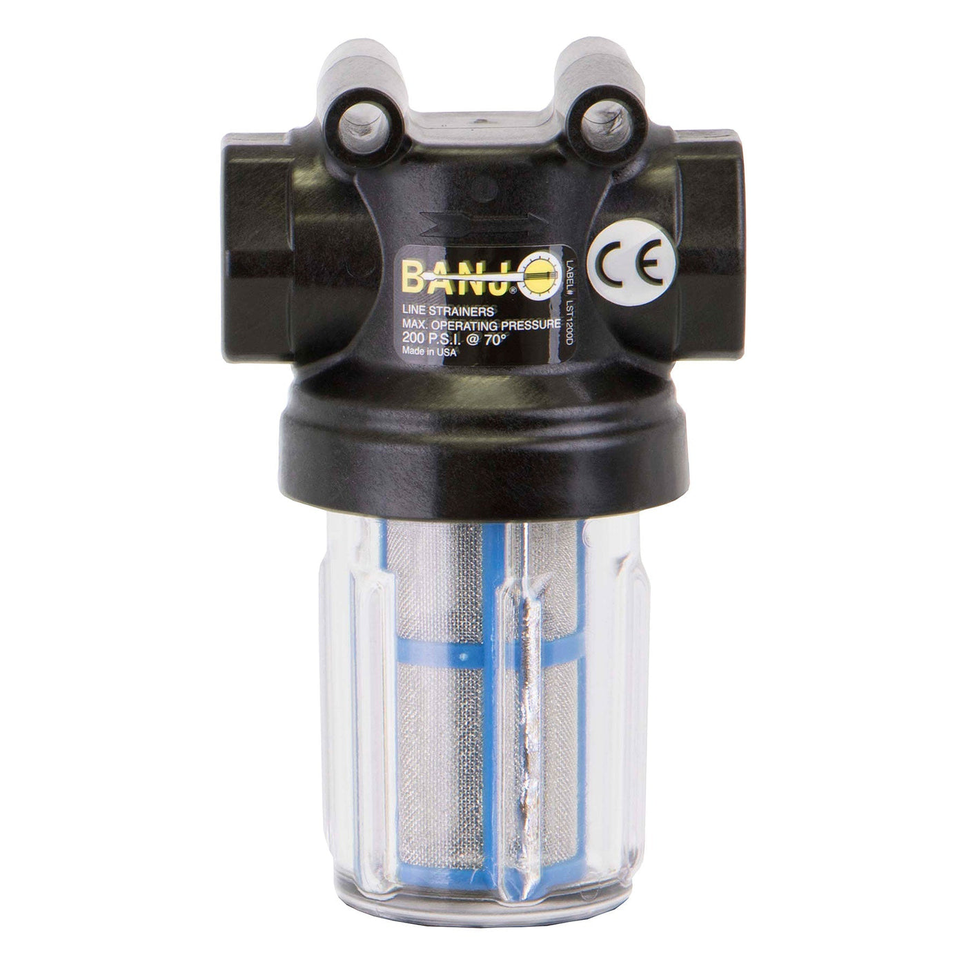 Banjo LSTM075-80C Mini T Strainer Clear Bowl 1/2 in. to 3/4 in. Sizes 30 to 80 Mesh