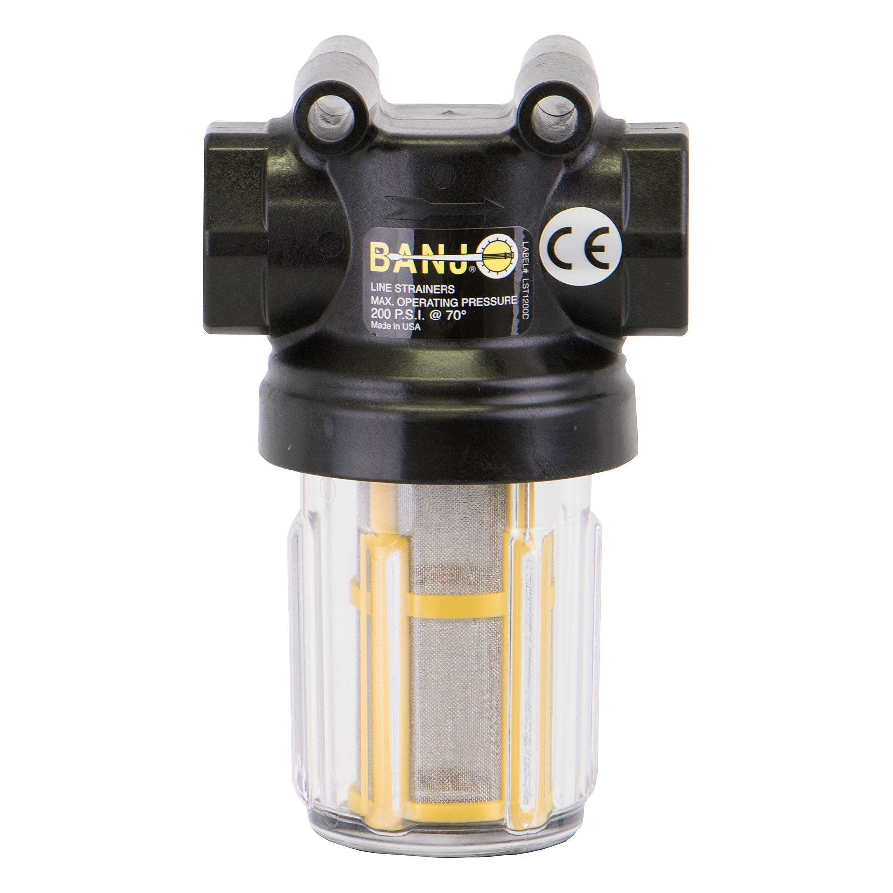 Banjo LSTM075-50C Mini T Strainer Clear Bowl 1/2 in. to 3/4 in. Sizes 30 to 80 Mesh