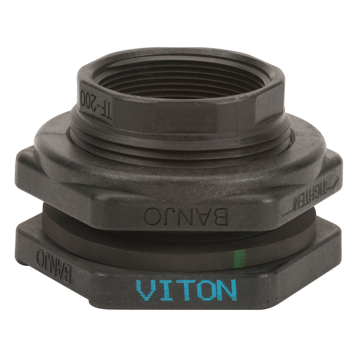 Banjo TF200V Polypropylene Bulkhead Fitting with EPDM or FKM Gasket 1/2 in. to 4 in. Sizes