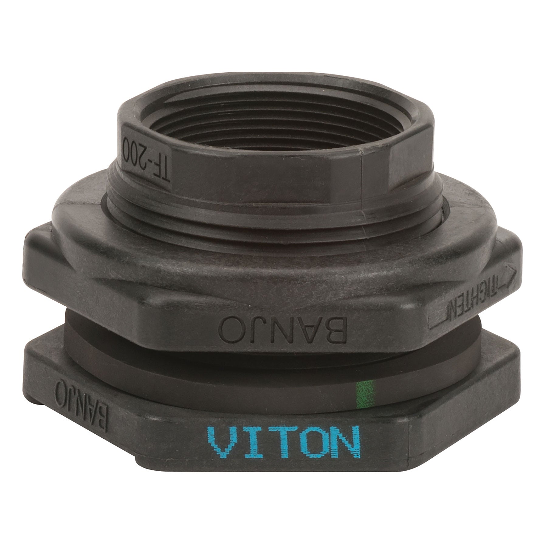 Banjo TF200V Polypropylene Bulkhead Fitting with EPDM or FKM Gasket 1/2 in. to 4 in. Sizes