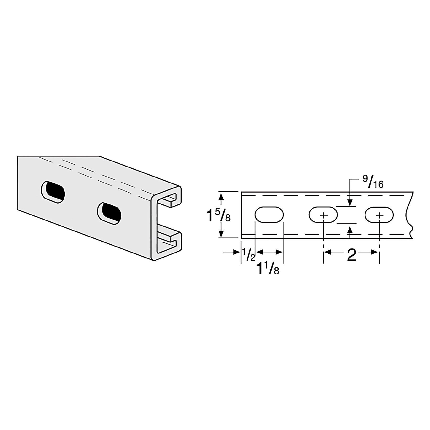 PHD 10 Foot Metal Strut Channels | Galvanized Supports