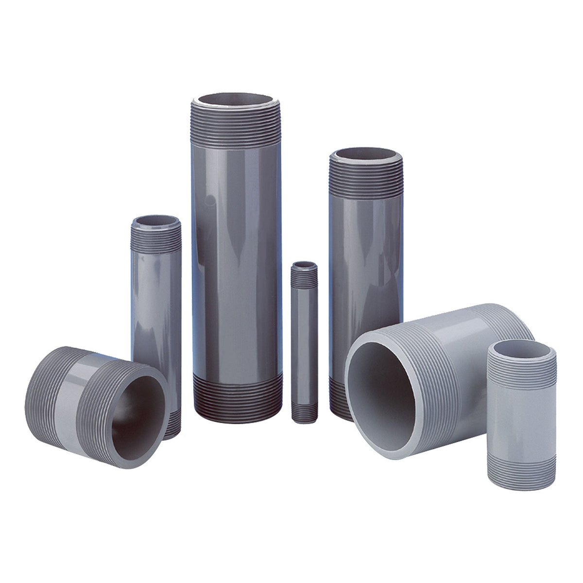 Spears PVC Schedule 80 Gray Nipple Threaded 1-1/2 in. x Close to 12 in. Lengths
